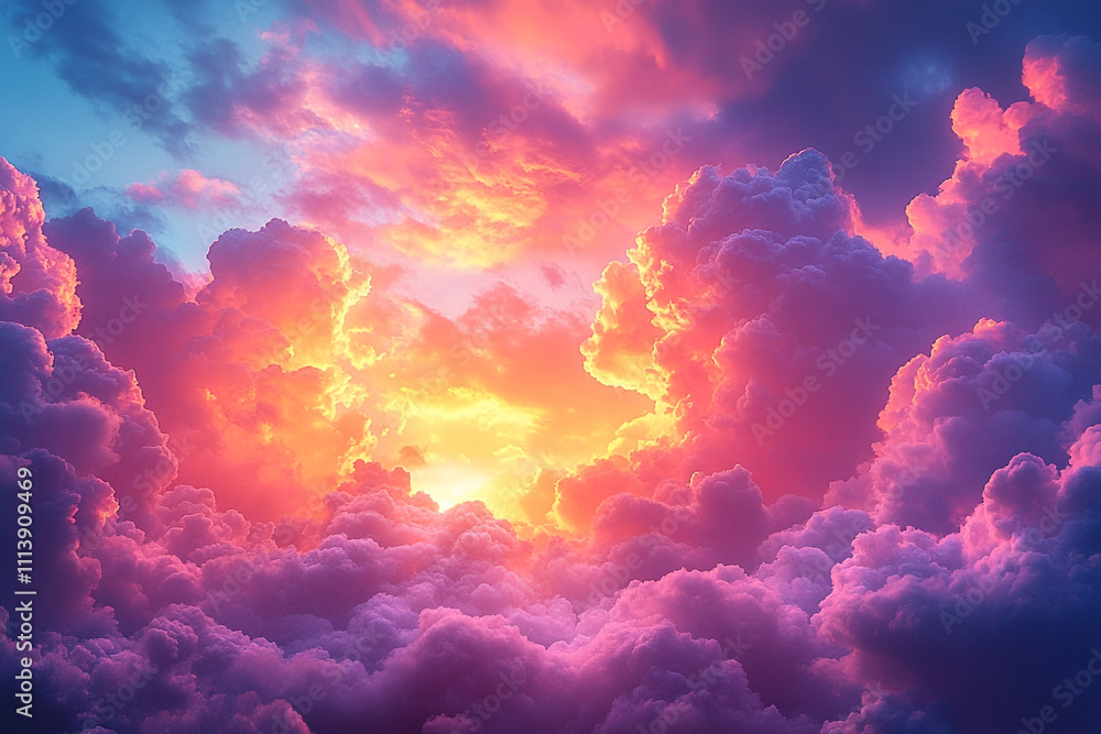 Vibrant Sunset Cloudscape Illuminated By Golden Hues Vibrant Sunset Cloudscape Illuminated By Golden Hues