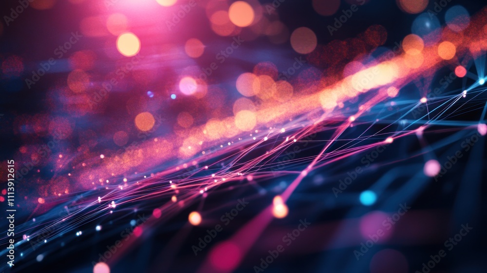 Obraz premium Abstract Network Connections: A Symphony of Light and Data