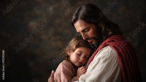 A serene moment of love between a father and his child.