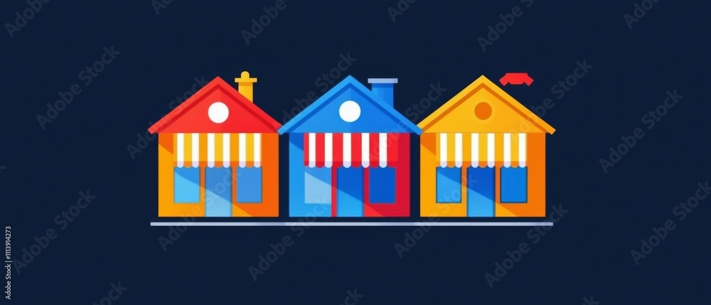 Obraz premium Colorful house icon illustrations digital art modern design graphic environment creative viewpoint