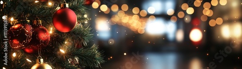 Wallpaper Mural Cozy Christmas Tree with Festive Ornaments and Twinkling Lights Torontodigital.ca