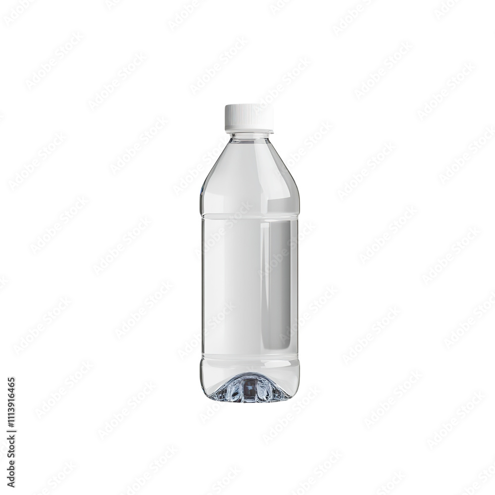 Clear Plastic Bottle with White Cap - Mockup for Branding and Design Clear Plastic Bottle with White Cap - Mockup for Branding and Design