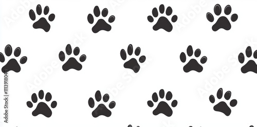 Dog and cat footprint seamless pattern. Pet animal footprint stamp background. Abstract wallpaper with puppy doodles. Modern design. photo