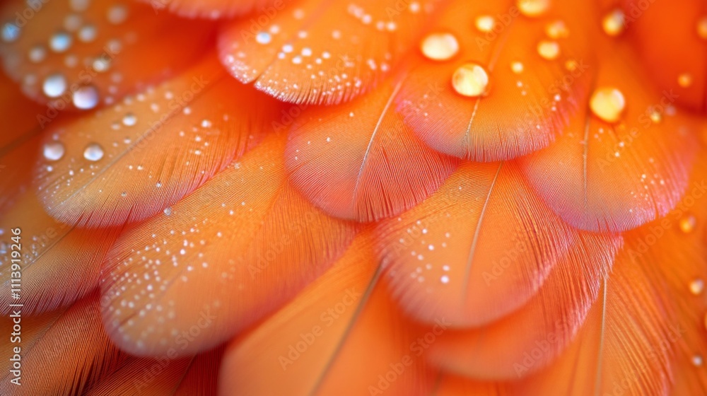 Orange Feather Texture with Water Droplets Orange Feather Texture with Water Droplets