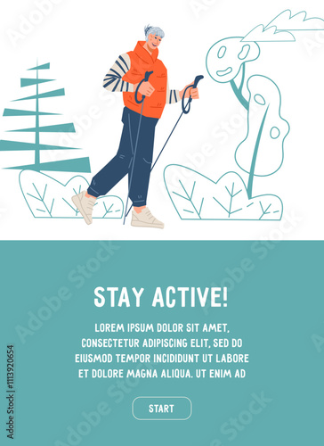 Wallpaper Mural Stay Active Concept of engaging Seniors in Sports and Longevity. Biohacking and Healthy Lifestyle, Prolonging Senior Activity, vecto9r banner design. Torontodigital.ca
