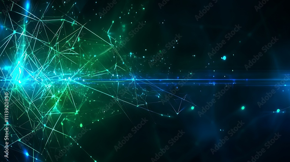 Futuristic Abstract Background with Glowing Network Connections and Dynamic Light Effects in Dark Environment Futuristic Abstract Background with Glowing Network Connections and Dynamic Light Effects in Dark Environment
