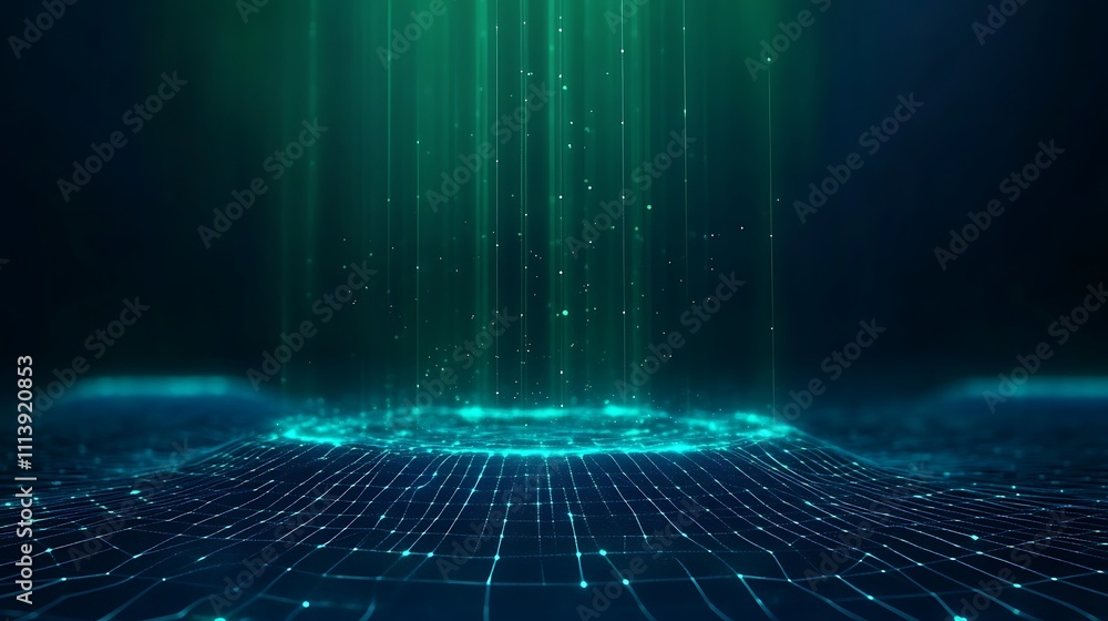 Futuristic Abstract Background with Light Rays and Glowing Particles in a Digital Environment Futuristic Abstract Background with Light Rays and Glowing Particles in a Digital Environment