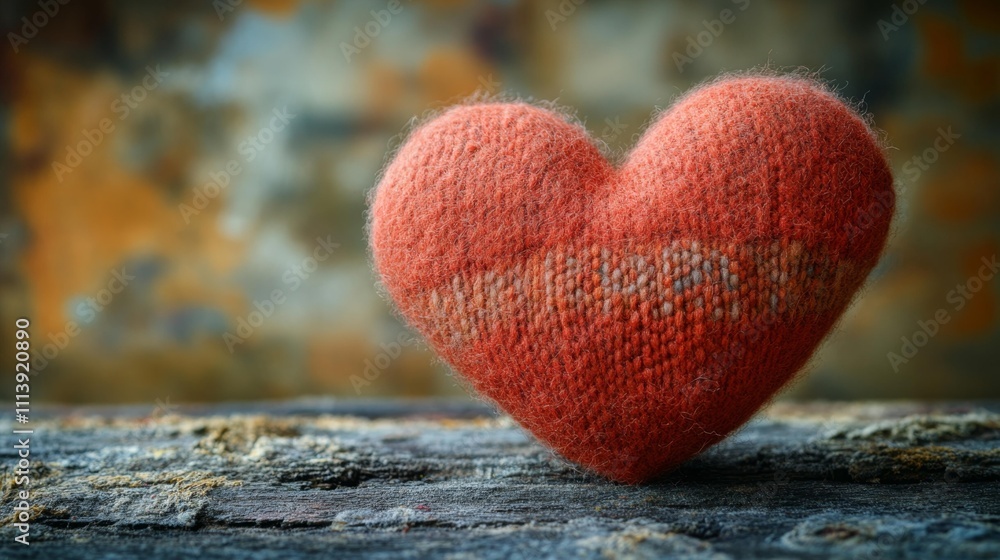 Fototapeta premium Large Felt Heart Background Mockup. Generative AI