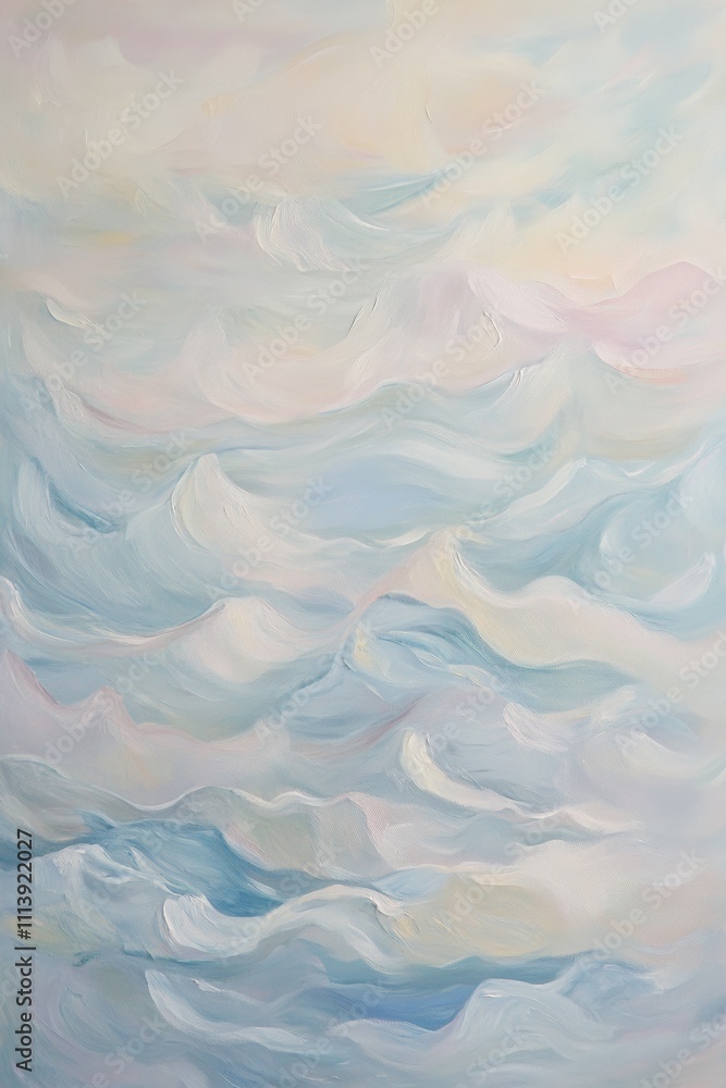 Fototapeta premium Tranquil Abstract Ocean Waves Art in Soft Pastel Colors - Serene Coastal Decor for Home Interiors and Wellness Spaces