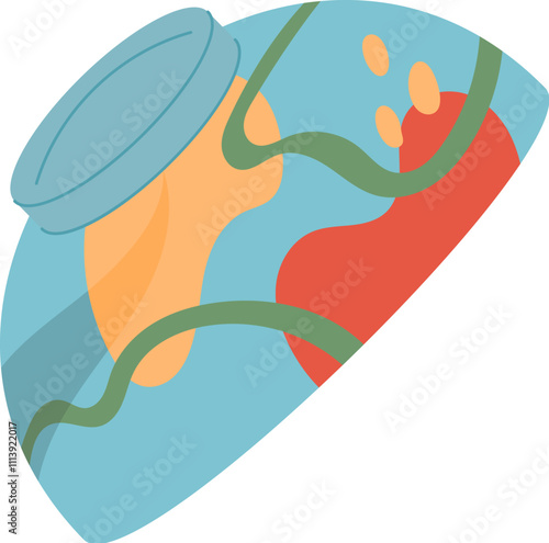 Hand craft bowl with tools and colorful objects in a creative workshop setting. Concept of DIY, art, and craftwork for children kids. Suitable for educational hobby themes.