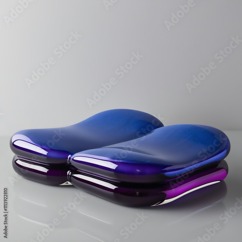 Glass sculpture of Cheerleading mats with purple to blue gradient, smooth glossy finish, showcasing realistic design and craftsmanship, generative ai photo