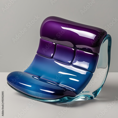 Glass sculpture of Cheerleading mats with purple to blue gradient, smooth glossy finish, showcasing realistic design and craftsmanship, generative ai photo