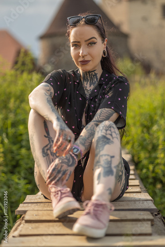 girl sitting on a bench