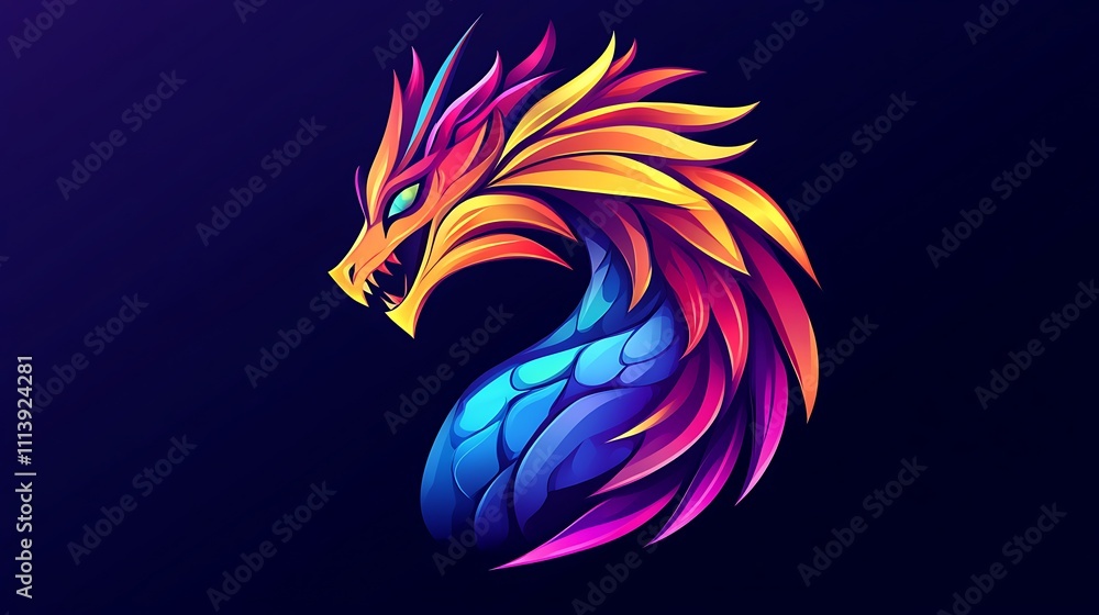 Creative dragon colorful logo design blending modern and mythical themes image Creative dragon colorful logo design blending modern and mythical themes image