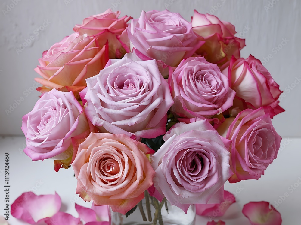 A Bouquet of Delicate Pink and Peach Roses A Bouquet of Delicate Pink and Peach Roses