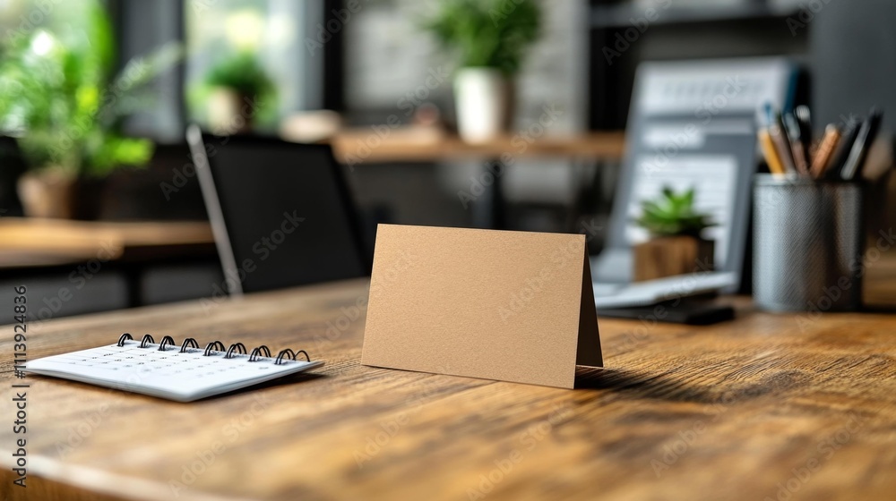 Blank Business Card Mockup on Office Desk. Generative AI Blank Business Card Mockup on Office Desk. Generative AI