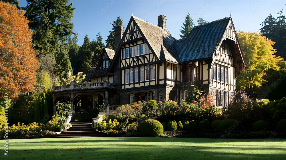 American Tudor Revival with Half-Timbering and Steep Gables, Historic Detroit Estate American Tudor Revival with Half-Timbering and Steep Gables, Historic Detroit Estate