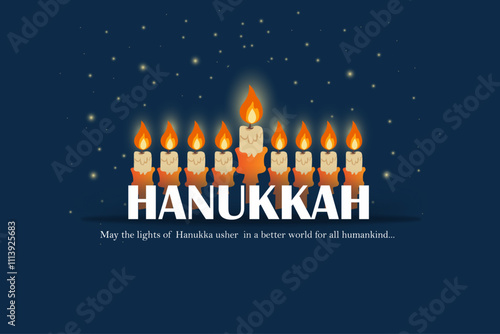 Hanukkah greeting card with candles. Happy Hanukkah, Jewish holiday background. Vector Hanukkah background with menorah
