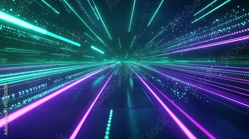 Futuristic Abstract Light Trails in Dynamic Motion with Vibrant Colors in a Dark Background