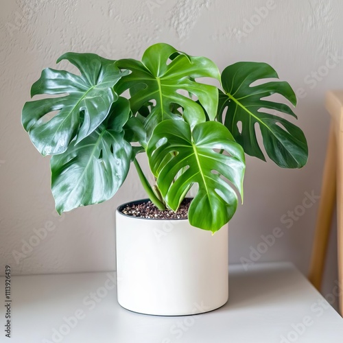 Hydrating monstera deliciosa with lukewarm water and maintaining soil moisture balance photo