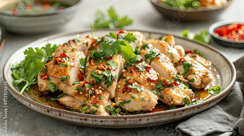 Cilantro-Lime Glazed Chicken with Chili Flakes and Garnish