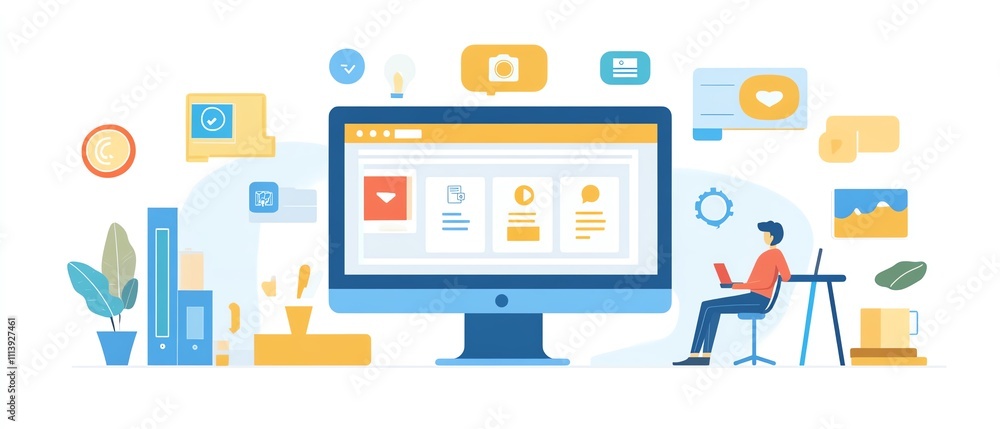 Digital marketing professional organizing and curating engaging content for a social media strategy Digital marketing professional organizing and curating engaging content for a social media strategy