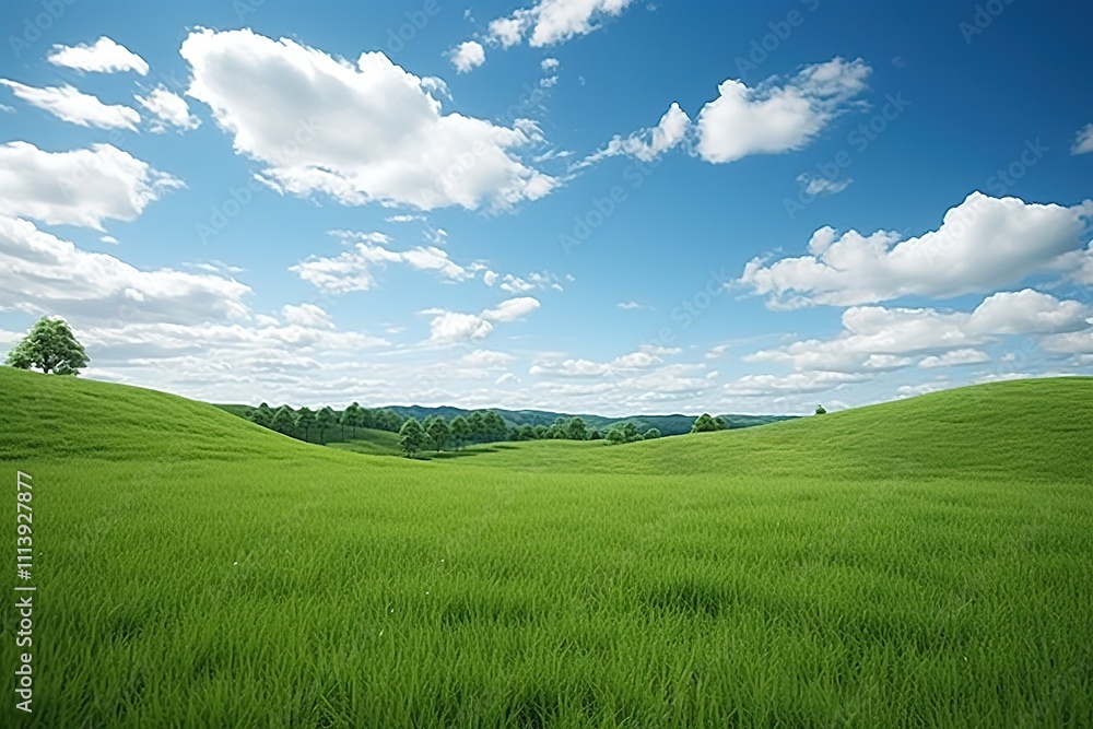 Fototapeta premium meadow and the beautiful blue sky 