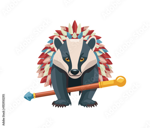 Barbarian Badger with Spiked Club