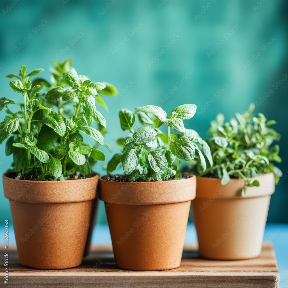 Potted herbs watered regularly and evenly for lush, flavorful growth Potted herbs watered regularly and evenly for lush, flavorful growth