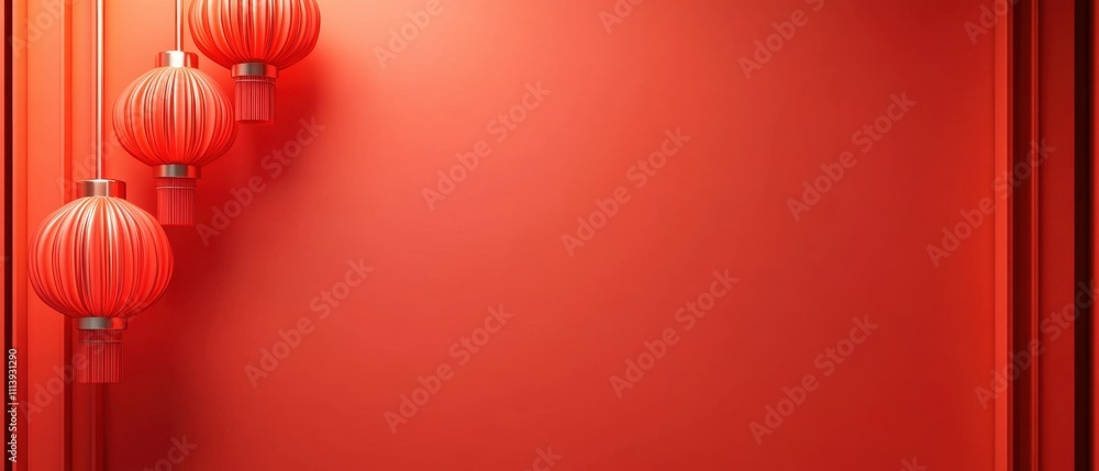 Vibrant Red Chinese Lanterns on Red Background Vibrant Red Chinese Lanterns on Red Background