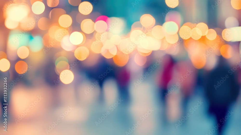Blurred City Lights and Evening Crowd Scene Blurred City Lights and Evening Crowd Scene