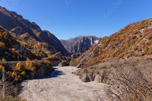 Winding river in the village of Lahij. photo