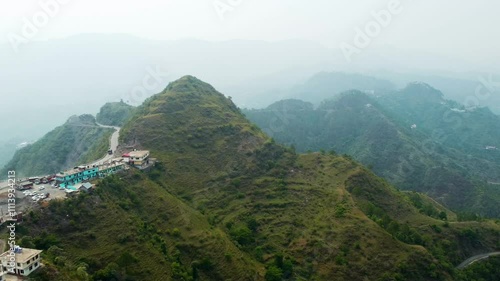 Aerial view of himalayan mountains at arki near solan in himachal pradesh, India photo