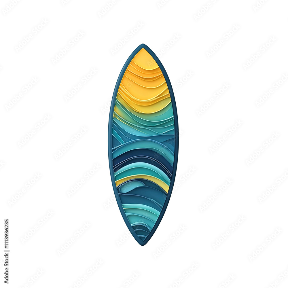 Abstract Surfboard Design Layered Ocean Waves and Sunset Abstract Surfboard Design Layered Ocean Waves and Sunset