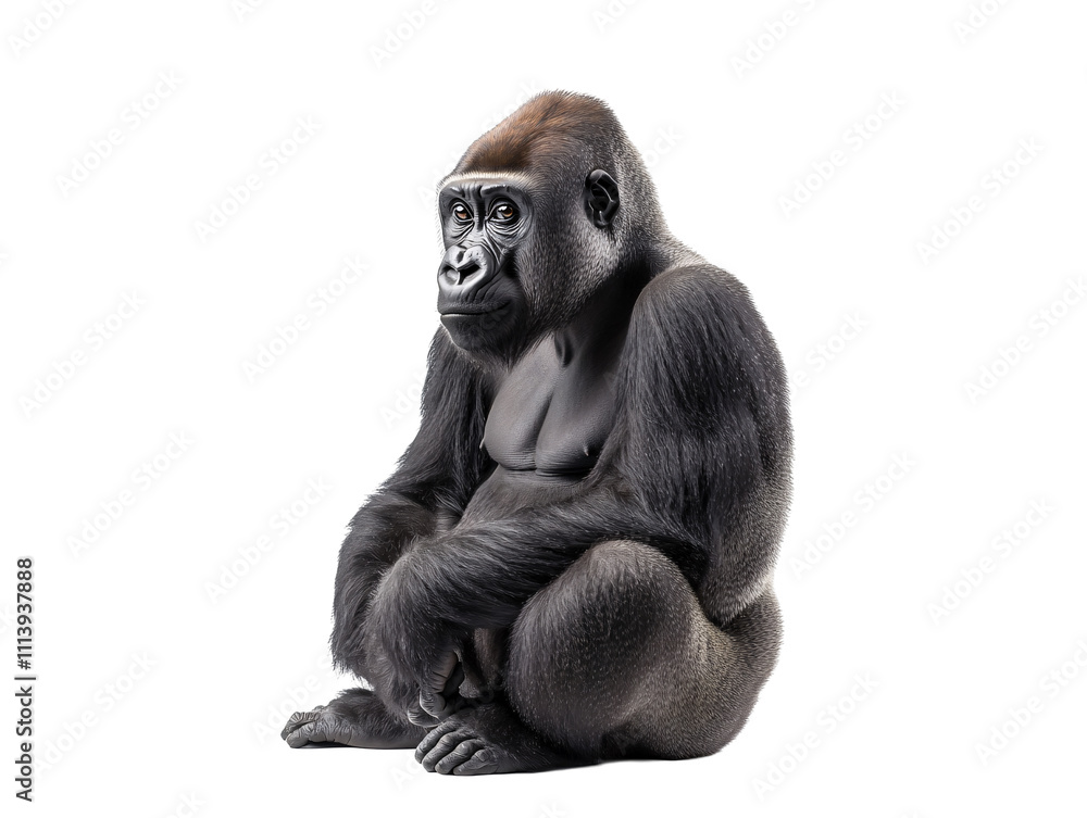a gorilla sitting on the floor a gorilla sitting on the floor