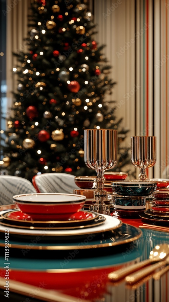 Elegant Christmas Table with Red and Gold Holiday Decor Elegant Christmas Table with Red and Gold Holiday Decor