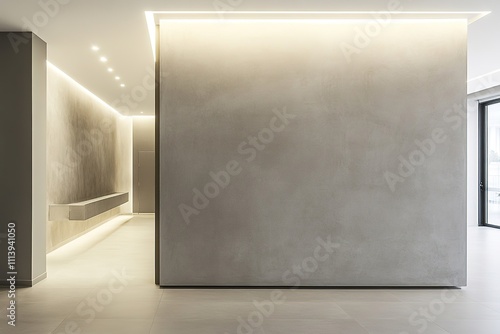 Minimalist interior with illuminated wall and sleek design