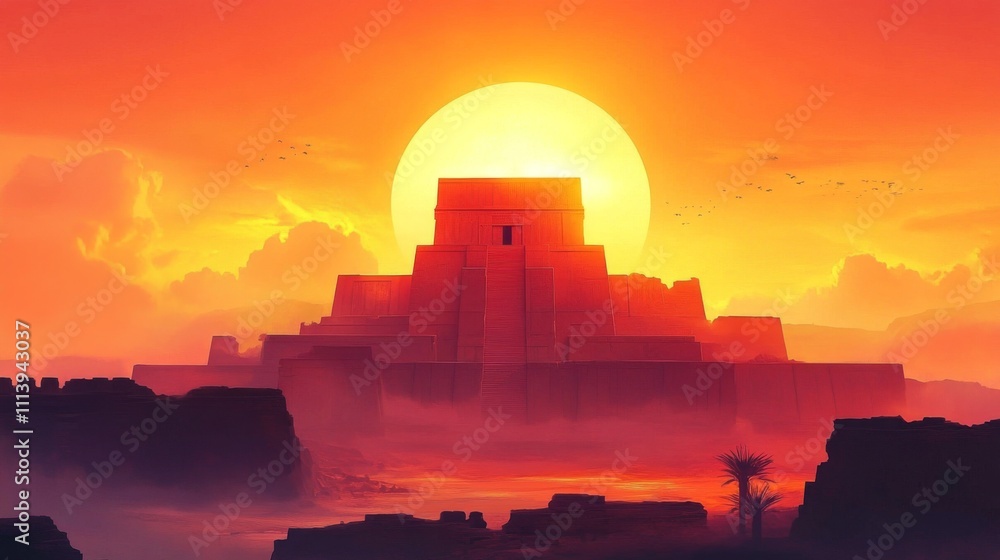 Ancient Sunlit Temple Landscape Ancient Sunlit Temple Landscape