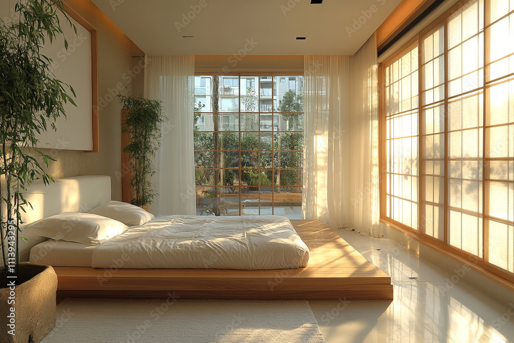 Serene Bedroom Design With Wooden Platform Bed And Natural Light Serene Bedroom Design With Wooden Platform Bed And Natural Light