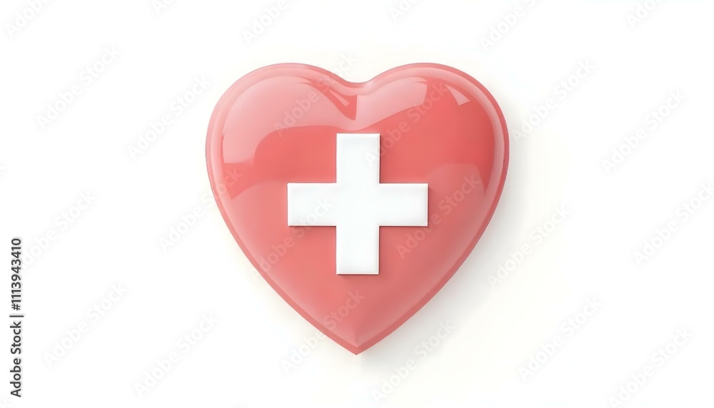 a red heart-shape shield first aid cross isolated on white background create with ai a red heart-shape shield first aid cross isolated on white background create with ai