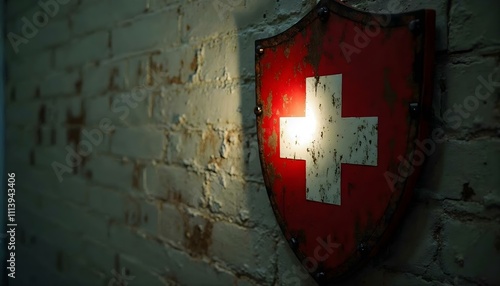 vintage shield first aid cross create with ai
