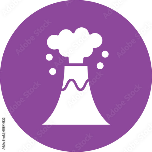 Volcano eruption glyph circle icon