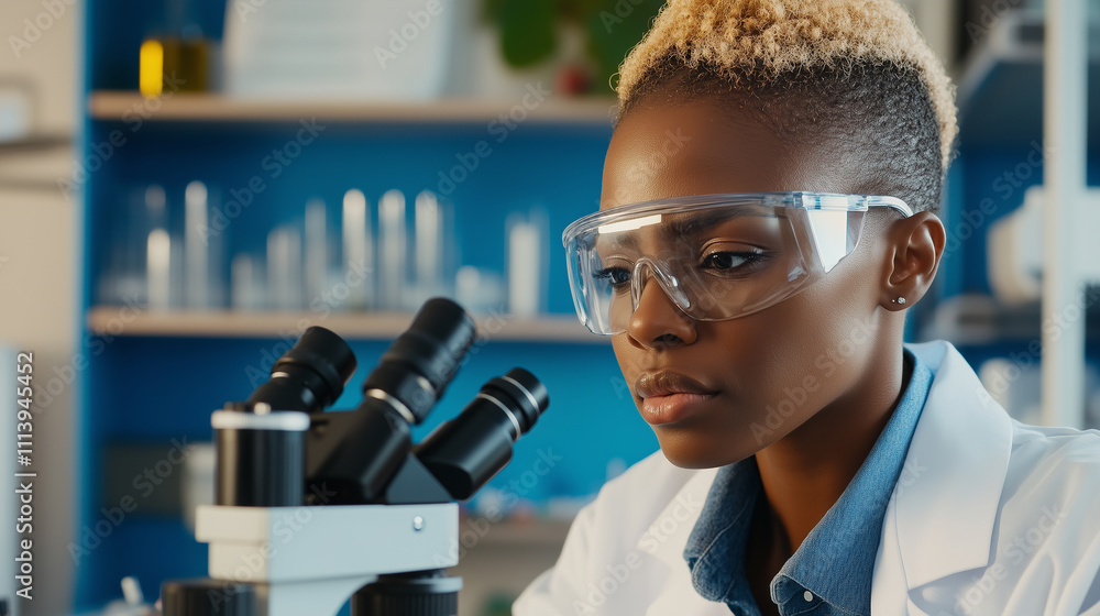 Focused medical researcher analyzing lipid molecules under a microscope in a professional laboratory environment. Scientific research and biotechnology concepts with advanced equipment Focused medical researcher analyzing lipid molecules under a microscope in a professional laboratory environment. Scientific research and biotechnology concepts with advanced equipment