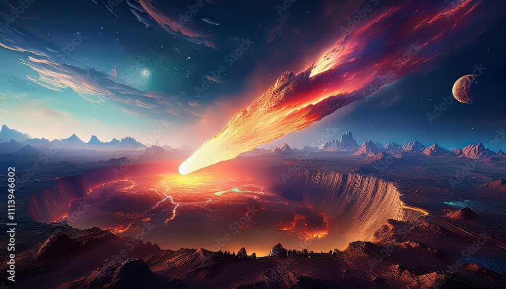 As it strikes the ground, the ground trembles with force. As it strikes the ground, the ground trembles with force.