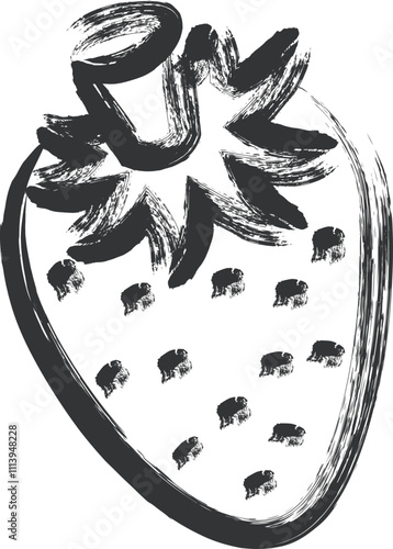 筆書き果物単品アイコン　いちご