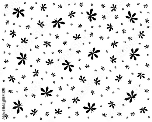Seamless pattern with black silhouettes of marijuana leaf on a white background	