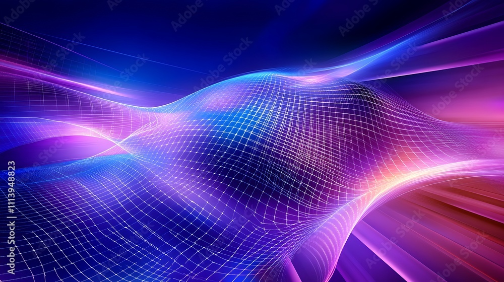 Vibrant Abstract Wave Patterns with Dynamic Light Effects in Blue and Purple Hues Vibrant Abstract Wave Patterns with Dynamic Light Effects in Blue and Purple Hues