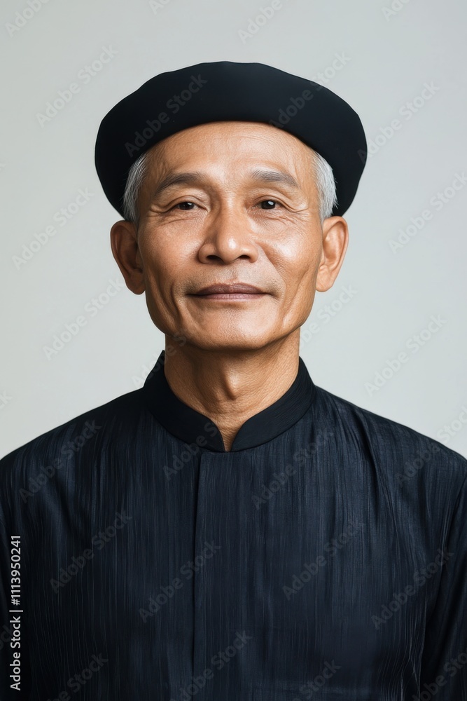 Three-quarter view shot portrait of a middle-aged vietnamese man Three-quarter view shot portrait of a middle-aged vietnamese man