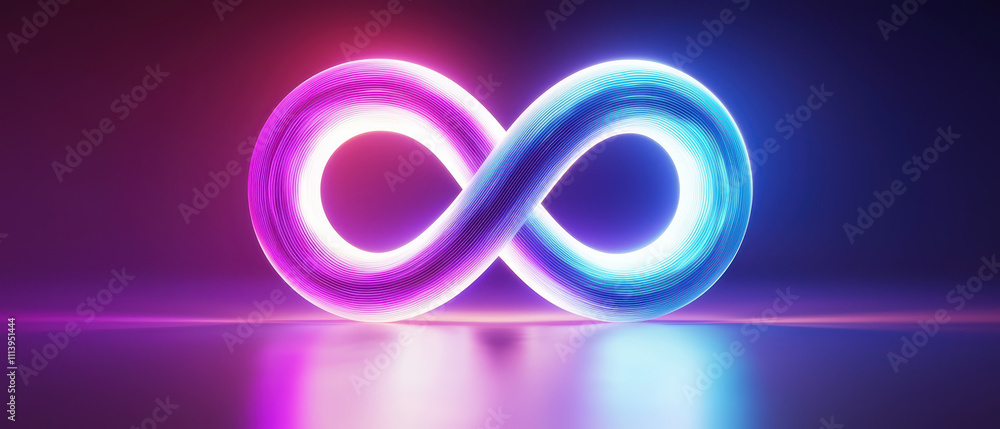 glowing infinity symbol in vibrant pink and blue hues, representing endless possibilities and creativity. smooth curves and luminous effect create captivating visual experience glowing infinity symbol in vibrant pink and blue hues, representing endless possibilities and creativity. smooth curves and luminous effect create captivating visual experience