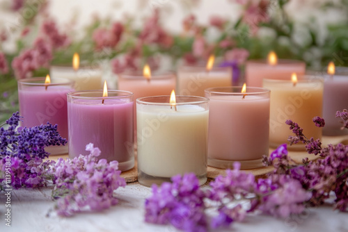 lit candles decorated with dried flowers create a cozy atmosphere on a wooden table